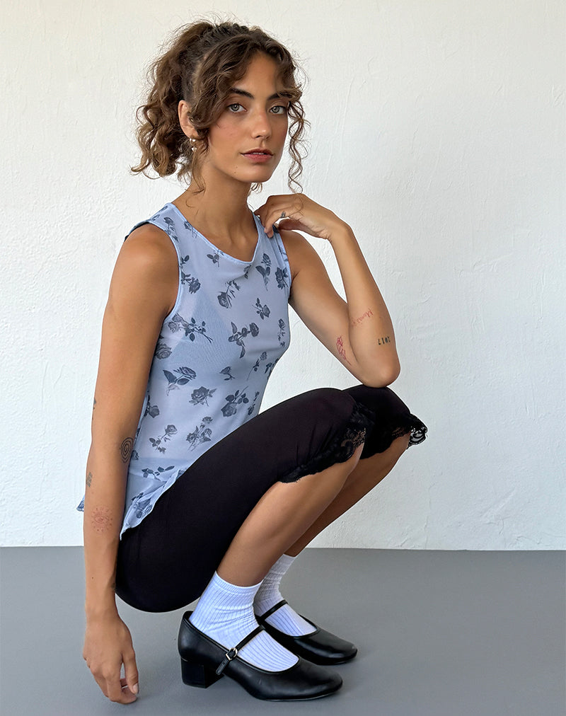 Bild von Katnis Top in Inky Blue Floral Mesh