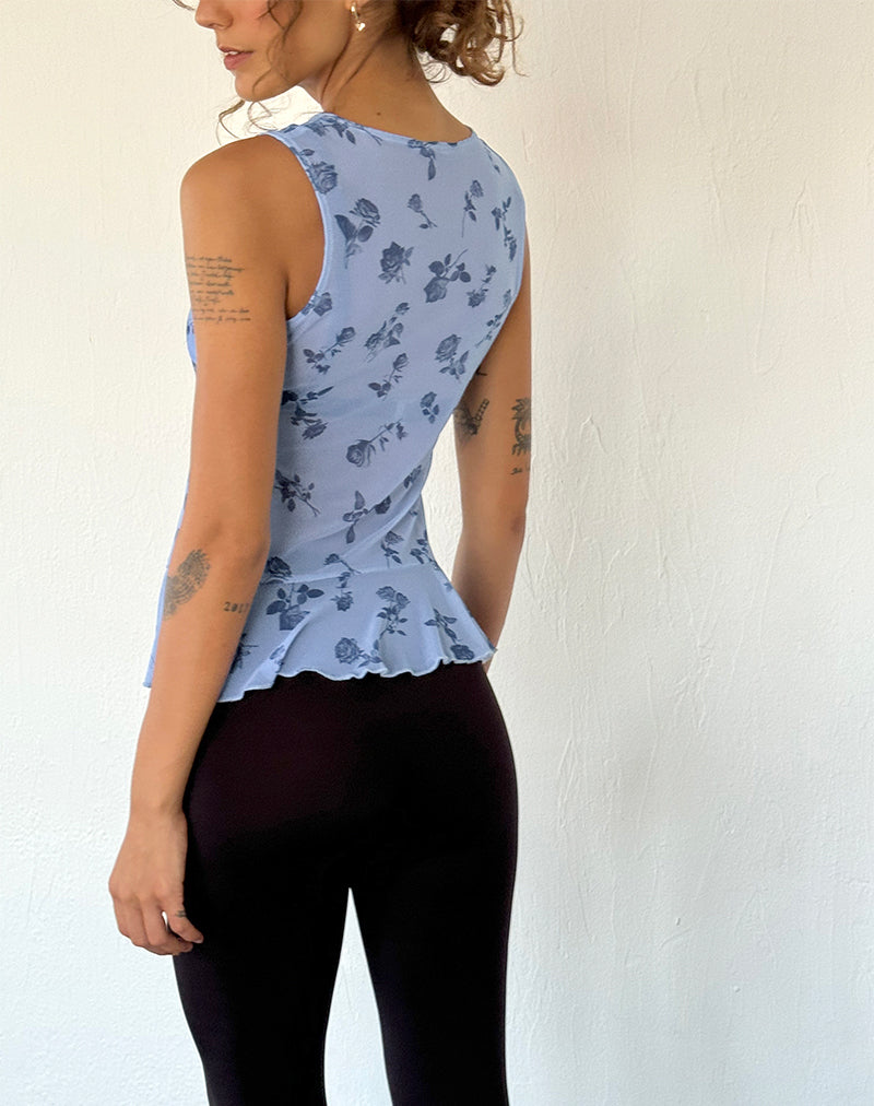 Bild von Katnis Top in Inky Blue Floral Mesh