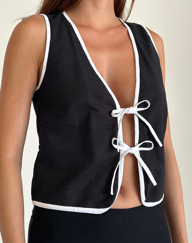 Image of Kayna Top in Schwarz mit weißem Einband