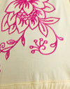 Zitrone mit floraler rosa Stickerei