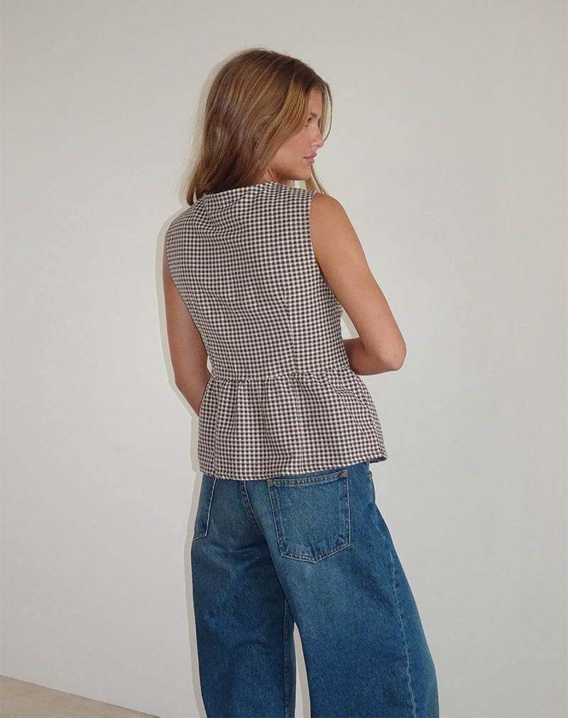 Image of Kayvata Top in Mini Gingham Braun