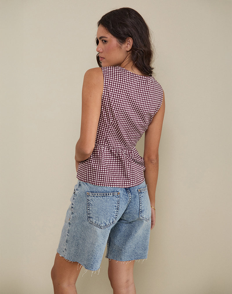 Image of Kayvata Top in Mini Gingham Wein