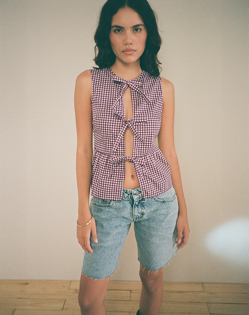 Image of Kayvata Top in Mini Gingham Wein