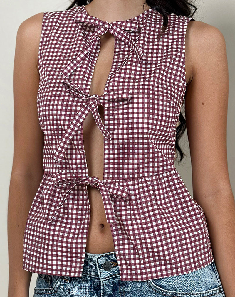Kayvata Top in Mini Gingham Wein