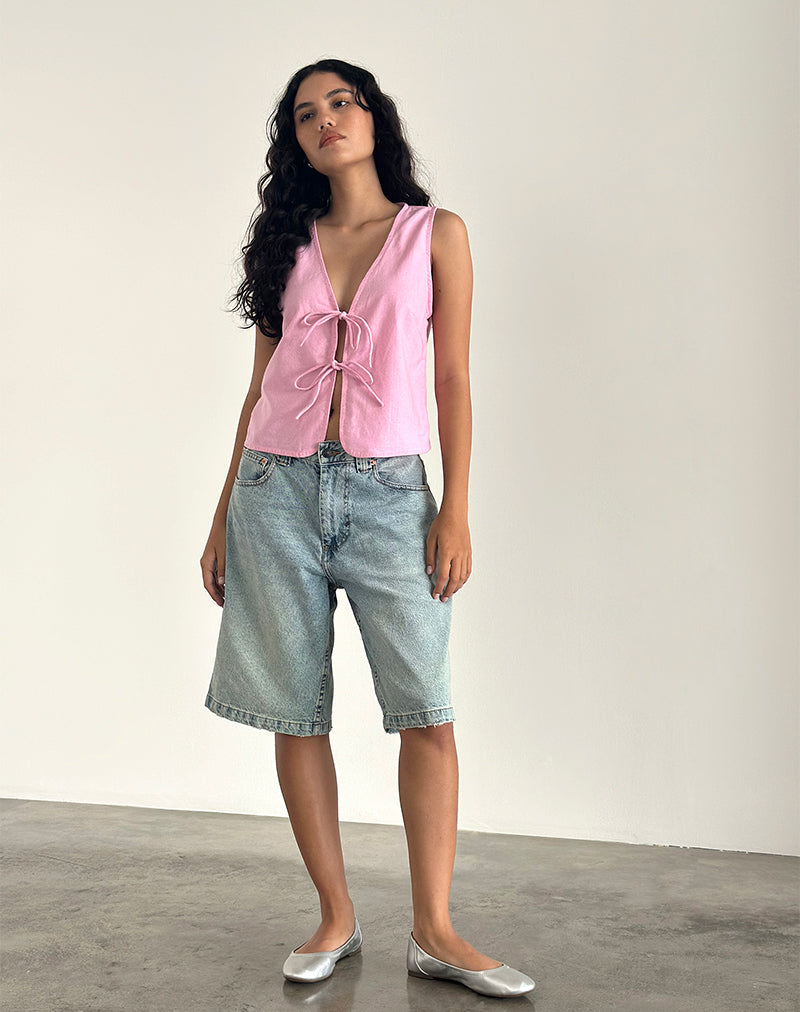Bild von Kayve Tie Front Top in Flamingo Pink