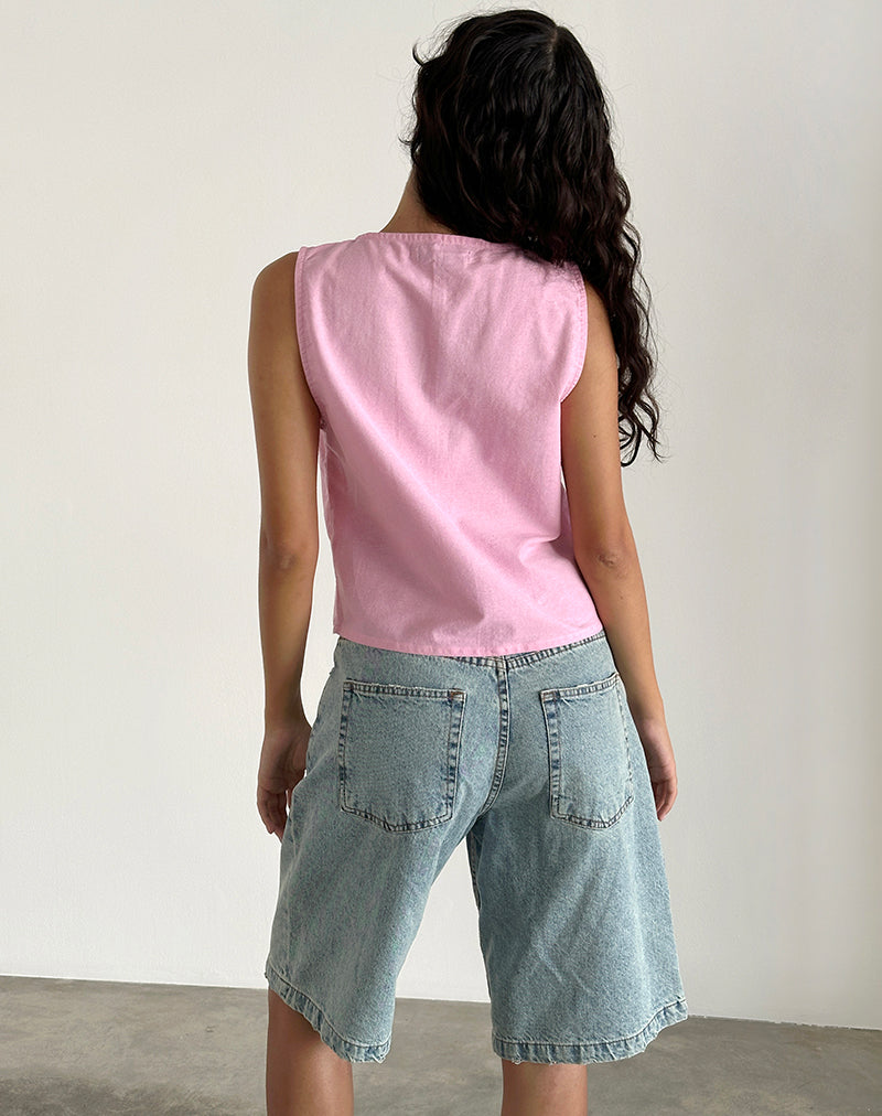 Bild von Kayve Tie Front Top in Flamingo Pink