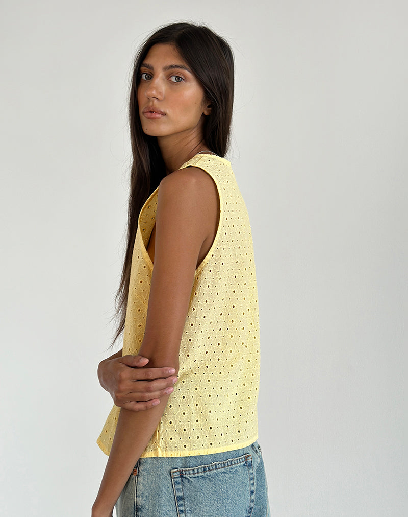 Image of Kayve Krawatten-Top in Broderie Gelb