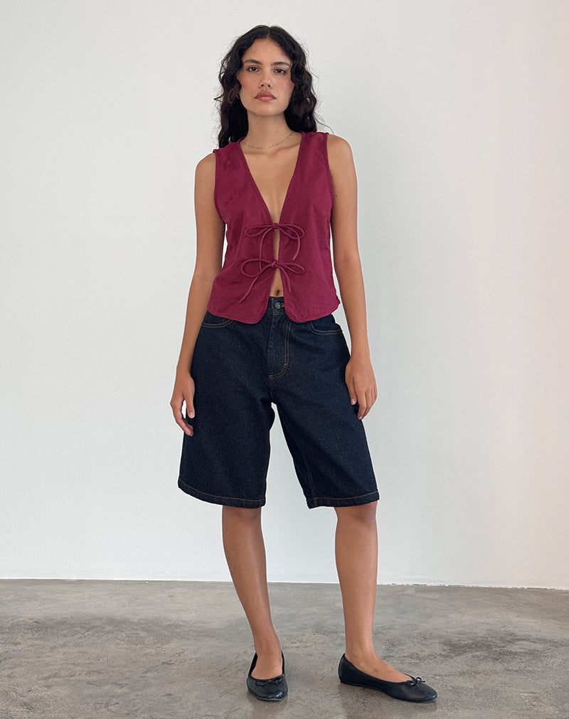 Bild von Kayve Tie Front Top in Burgundy