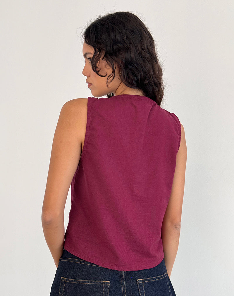 Bild von Kayve Tie Front Top in Burgundy