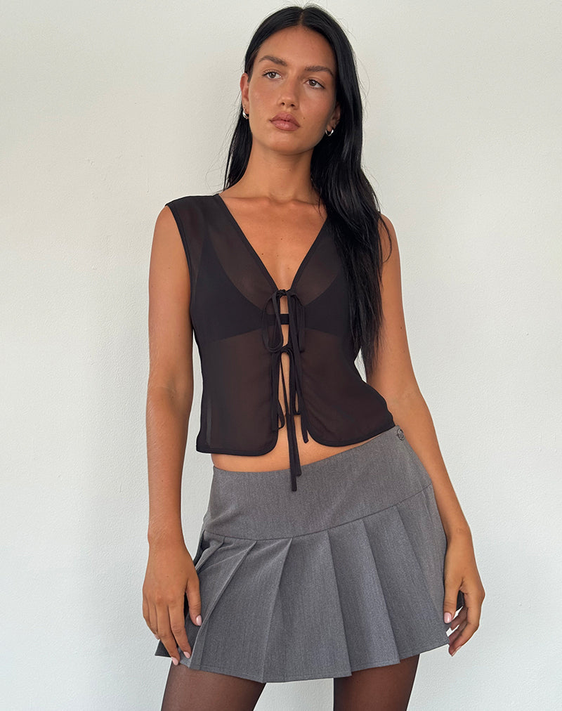 Image of Kayve Tie Front Top aus Chiffon Schwarz