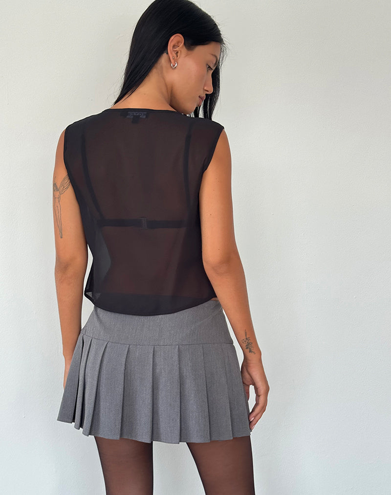 Image of Kayve Tie Front Top aus Chiffon Schwarz