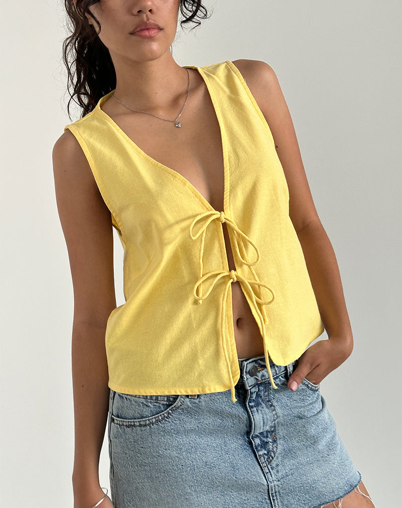 Bild von Kayve Tie Front Top in Lemonade
