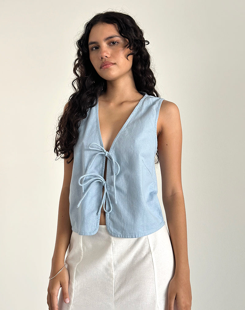 Bild von Kayve Tie Front Top in Nantucket Blau
