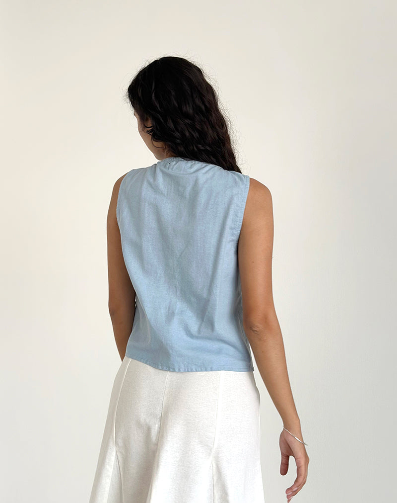 Bild von Kayve Tie Front Top in Nantucket Blau
