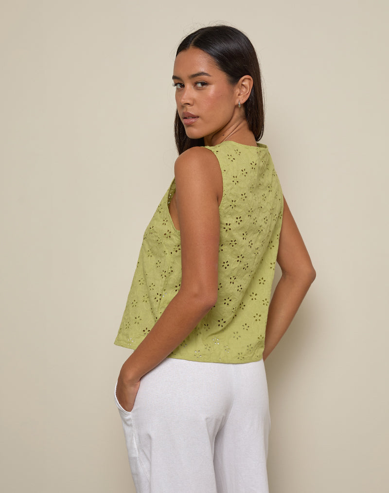 Image of Kayve Krawatten-Top in Little Daisy Broderie Lime