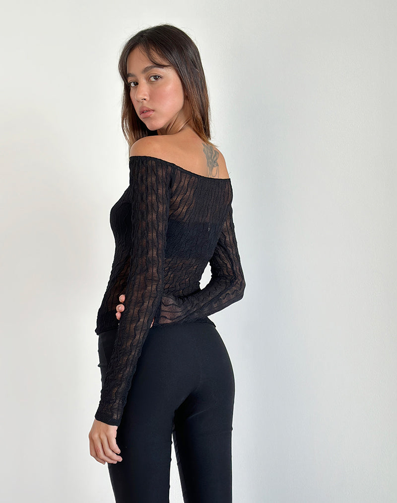 Bild von Kazi Bardot Top in Crinkle Schwarz