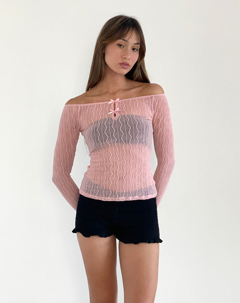 Kazi Bardot-Top in Knitterrosa