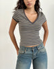Image of Image of Keiko Top aus gestreiftem Jersey Braun Army