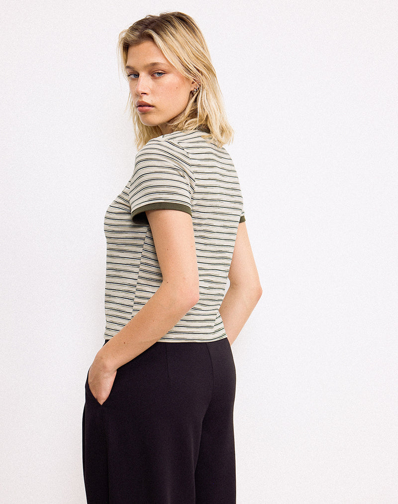 Image of Keiko Top aus gestreiftem Jersey Tonal Brown