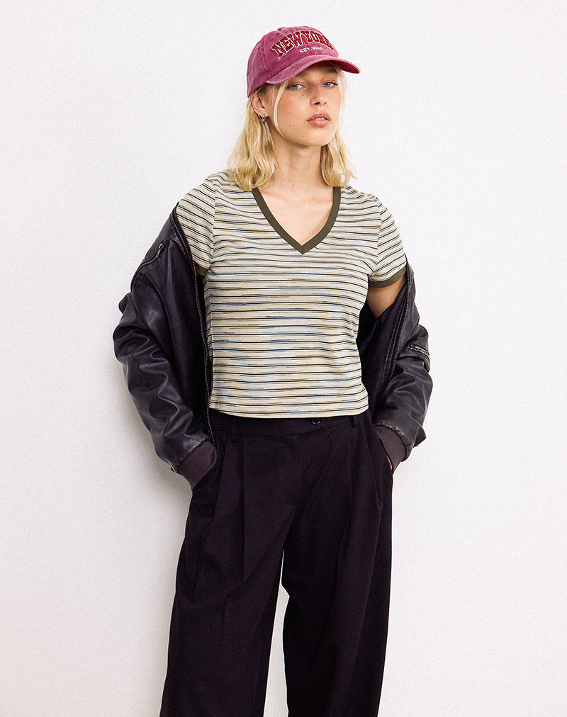 Keiko Top aus gestreiftem Jersey Tonal Brown