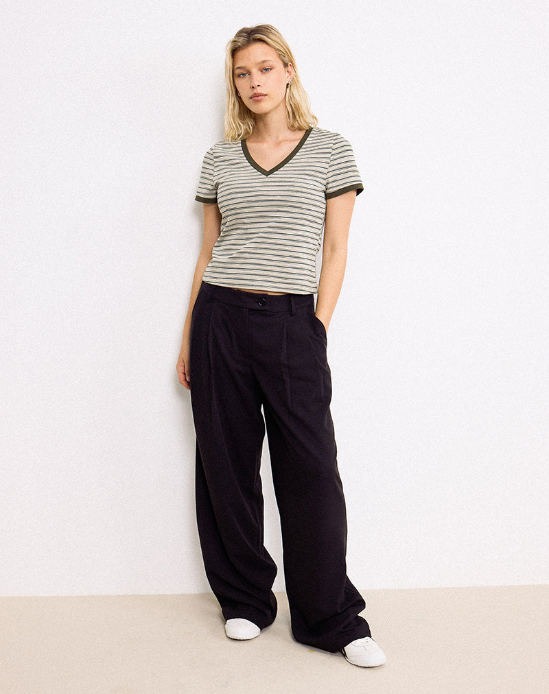 Keiko Top aus gestreiftem Jersey Tonal Brown