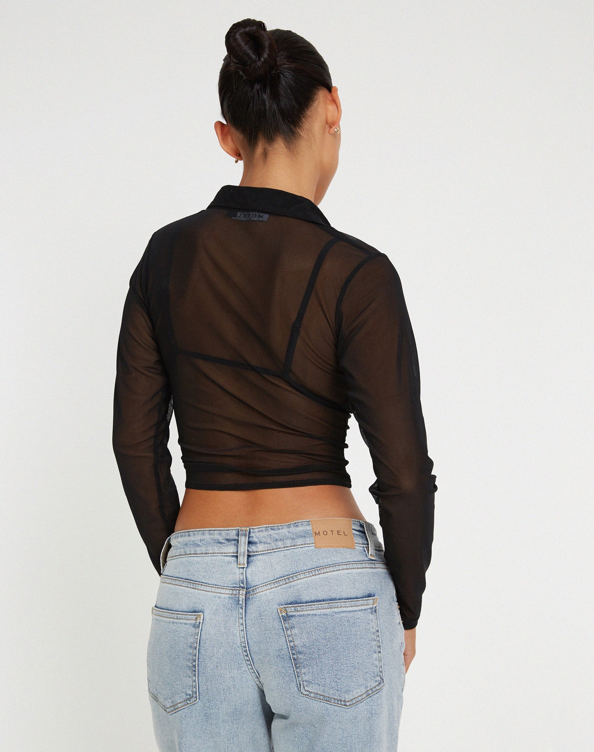 Bild von Kelly Cropped Shirt in Mesh Schwarz