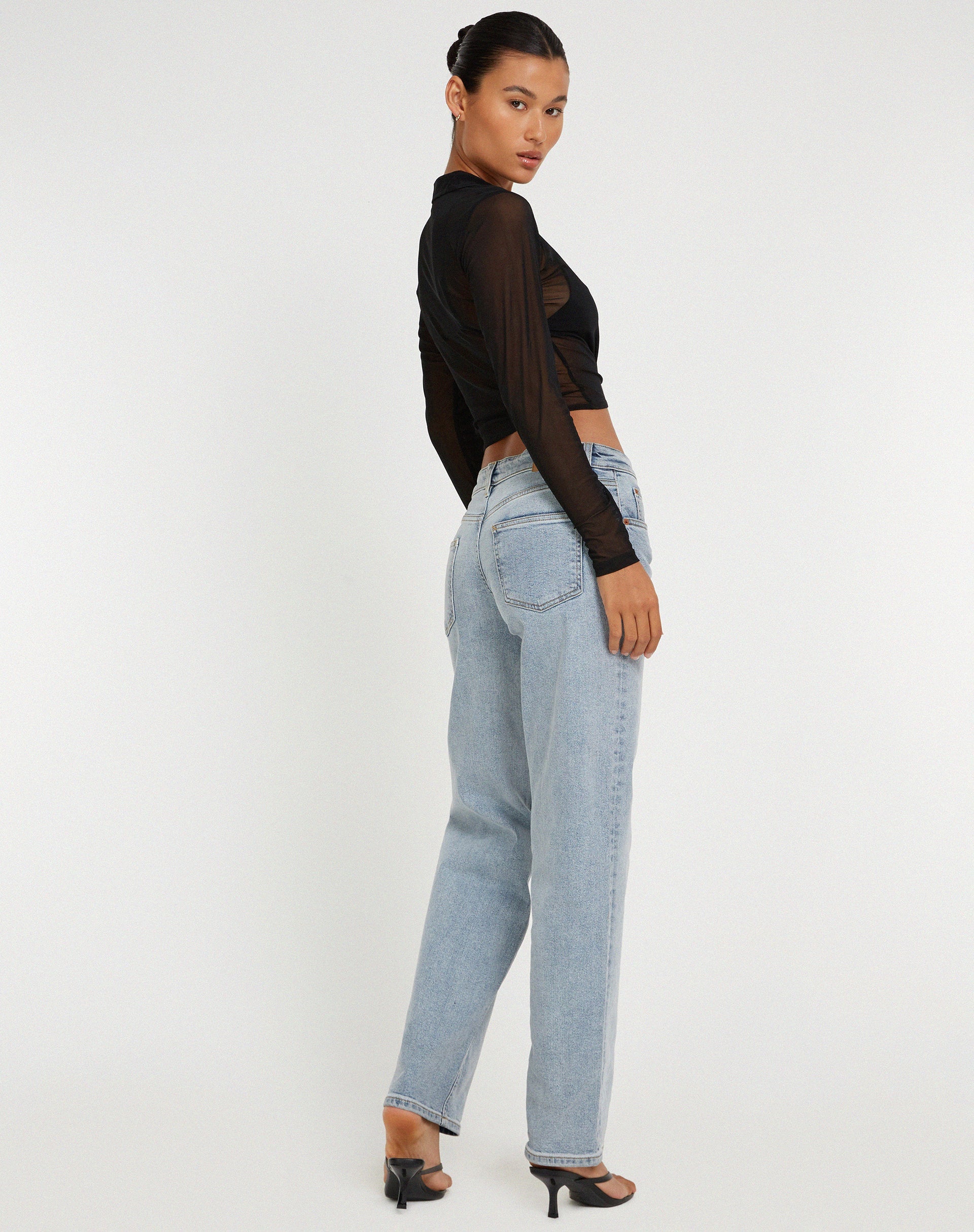 Bild von Kelly Cropped Shirt in Mesh Schwarz