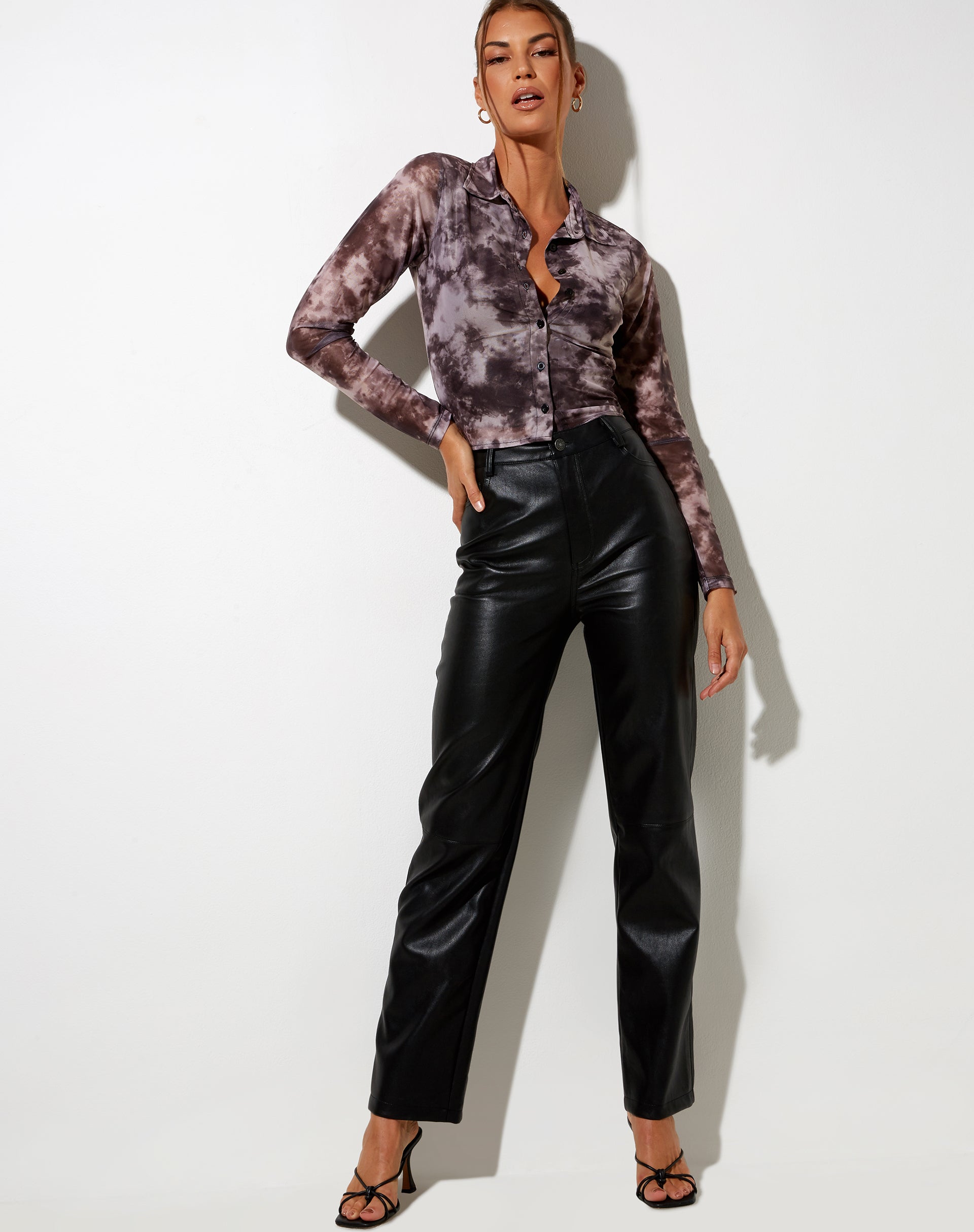 Image of Kelly Shirt in Mesh Smoke Schwarz Grau
