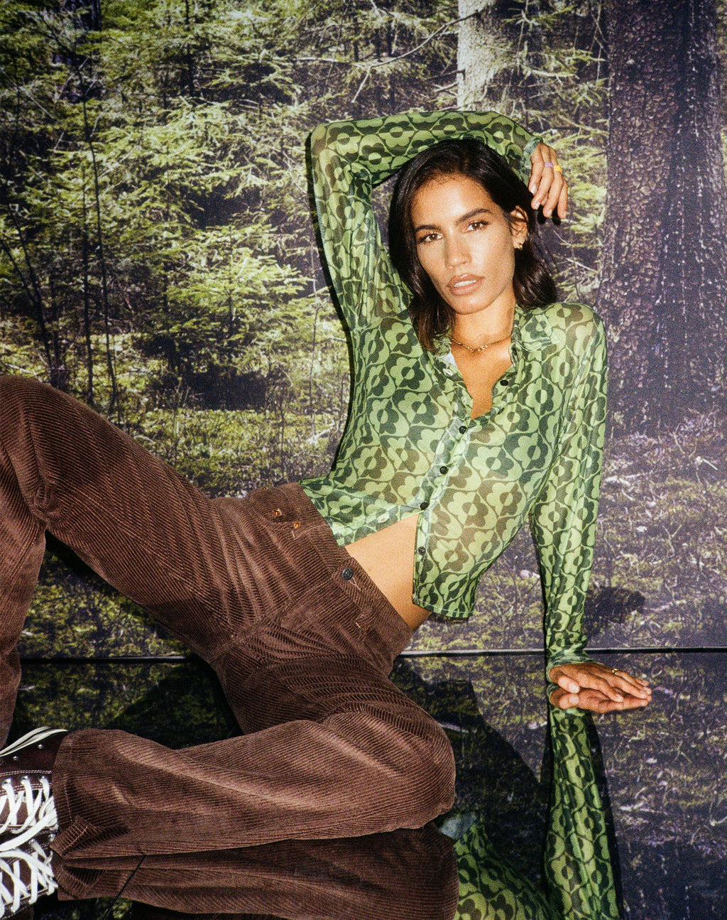 Kelly Cropped Shirt in gewelltem Daisy Green