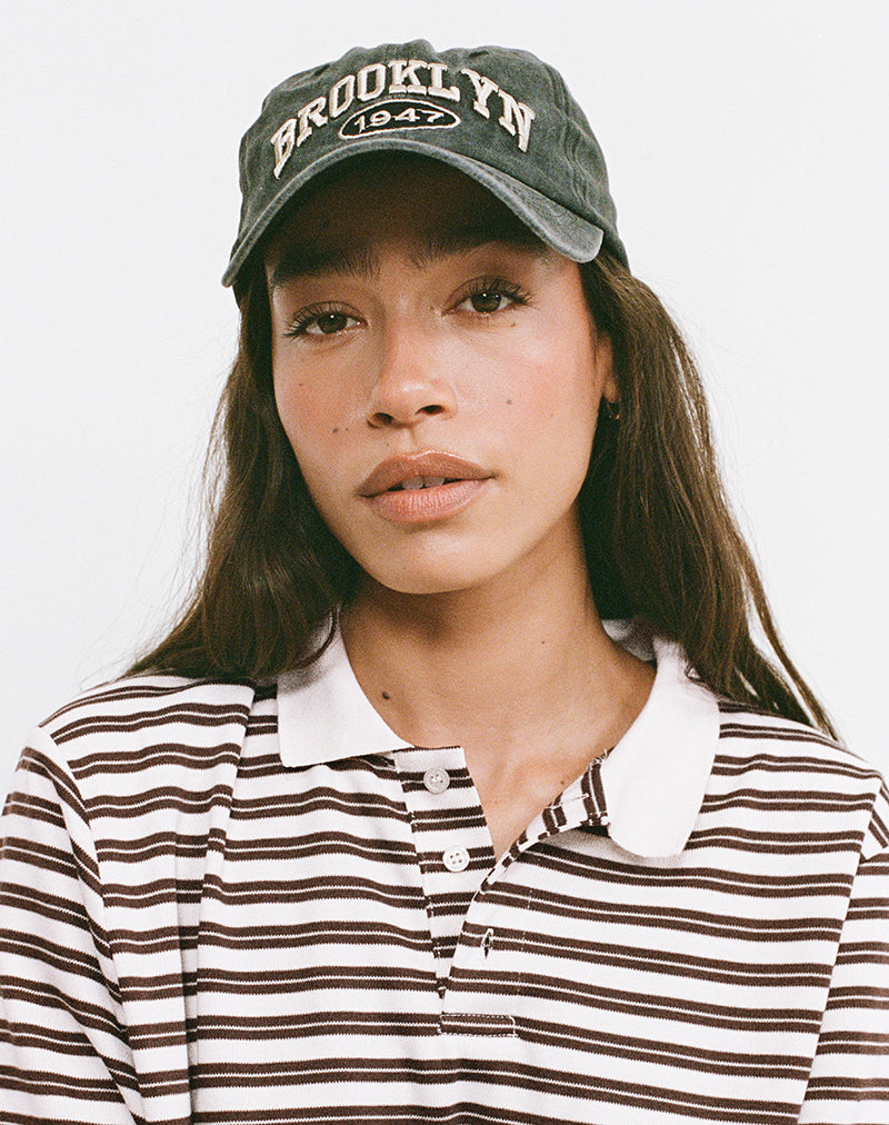 Image of Kemillau Baggy Shirt in Braun mit weißen Streifen