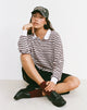 Image of Kemillau Baggy Shirt in Braun mit weißen Streifen