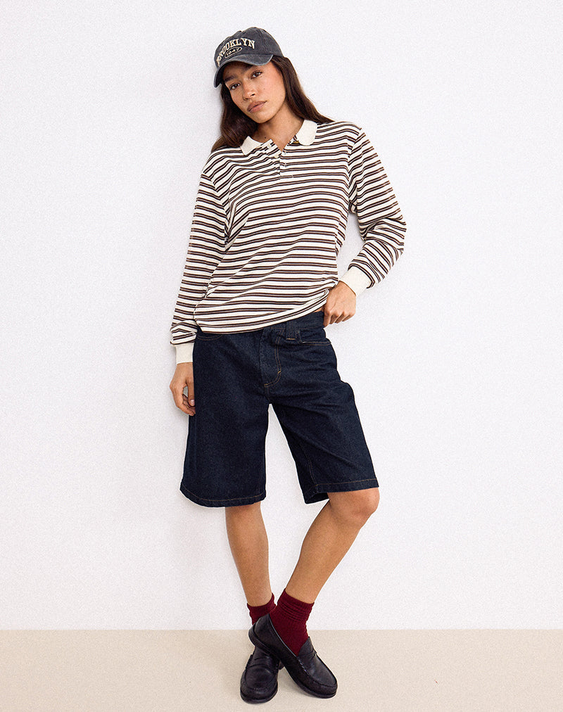 Skater-Short mit niedrigem Einstieg in Indigo