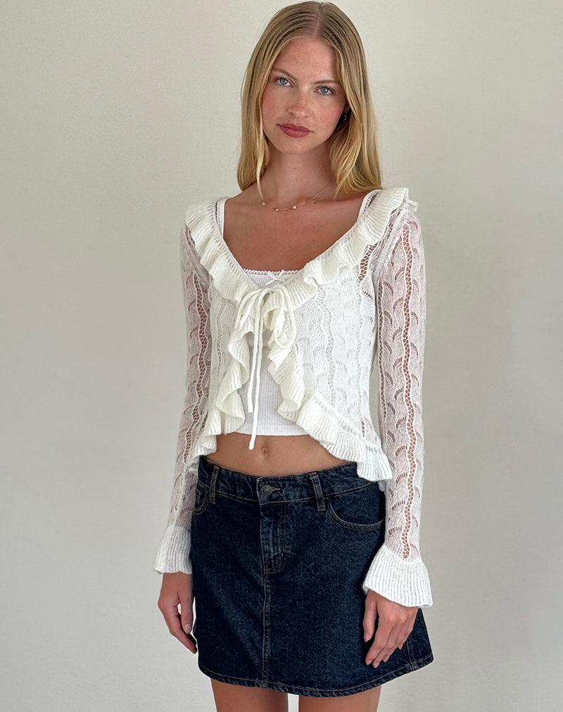 Image of Kenira Strickjacke aus Pointelle-Strick in Birke Creme