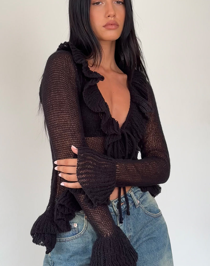 Bild von Kendra Ruffle Cardi in Schwarz