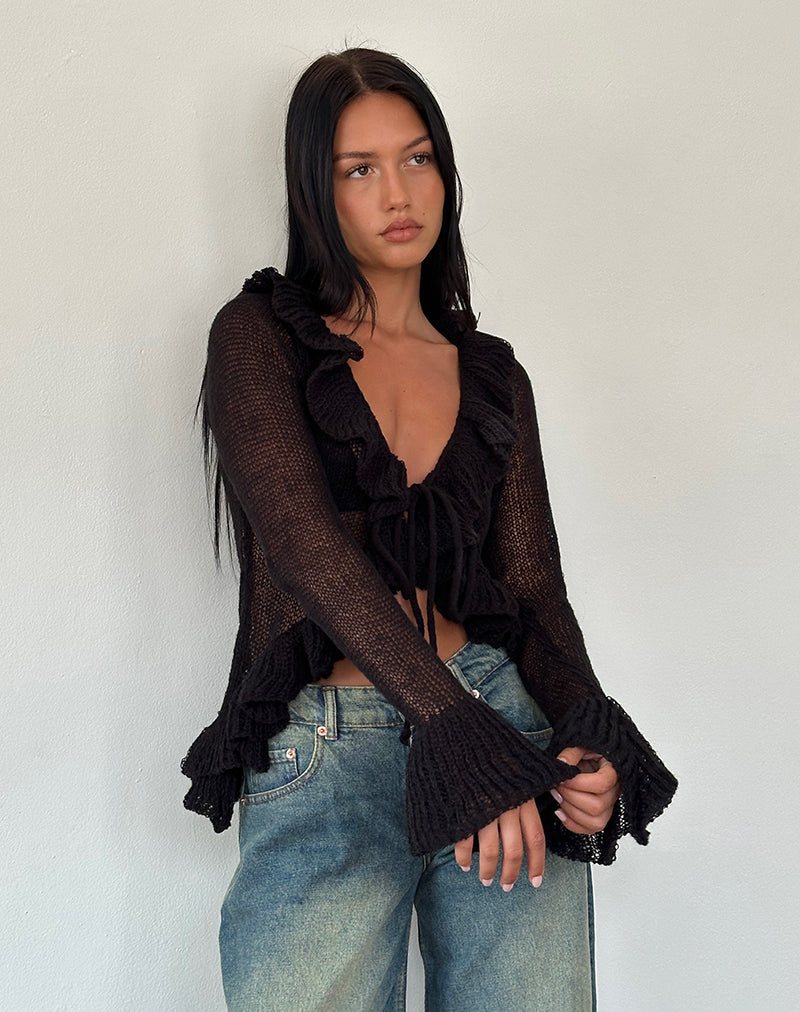 Bild von Kendra Ruffle Cardi in Schwarz