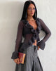 Bild von Kendra Ruffle Cardigan in Dark Charcoal Knit