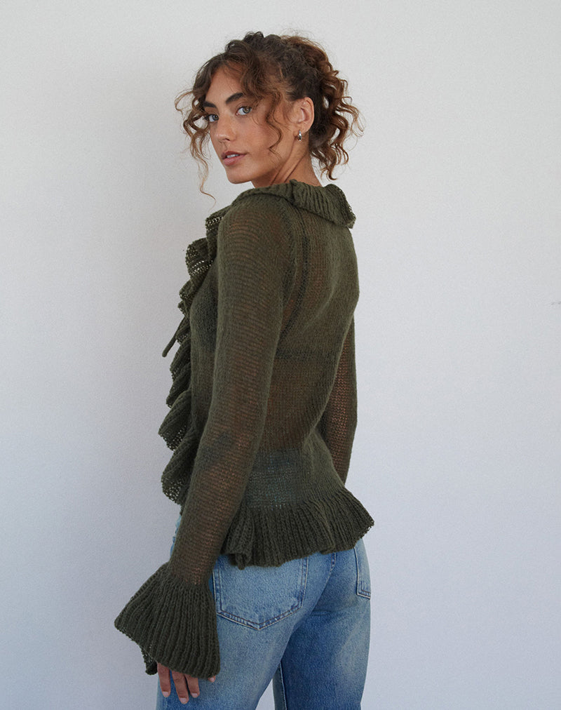 Bild von Kendra Ruffle Cardi in Khaki