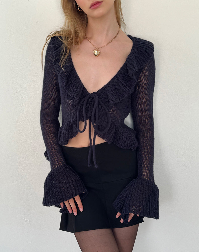 Kendra Ruffle Cardi in Marineblau