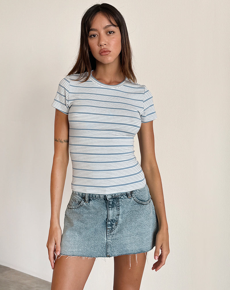 Image of Kenichi Top aus blau-weiß gestreiftem Jersey