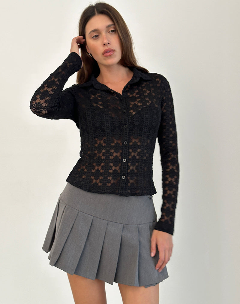 Image of Kenila Shirt in Regal Lace Schwarz