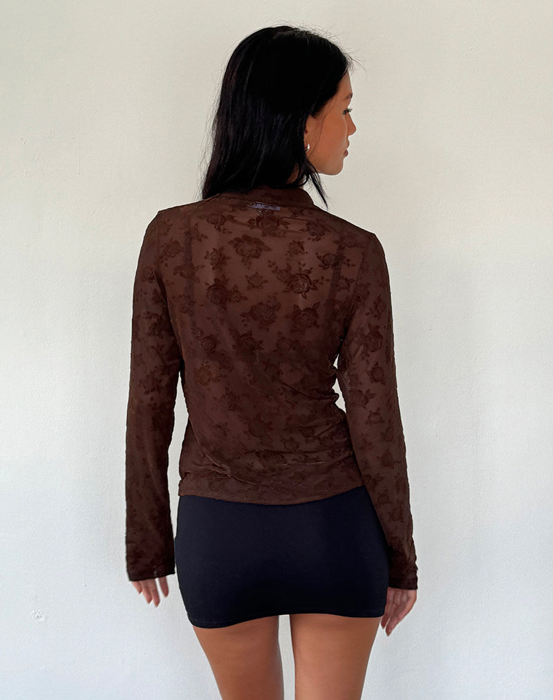 Bild von Kenila Romantische Rose Hemd in Flock Braun