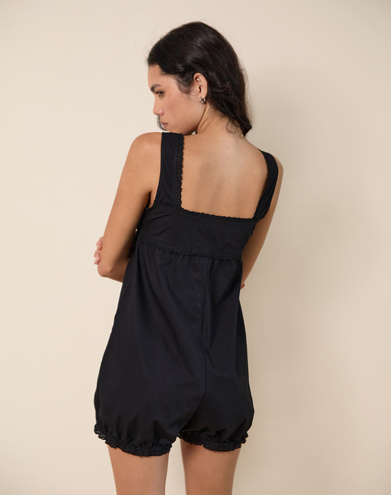 Bild von Kenna Babydoll Playsuit aus Popeline Schwarz
