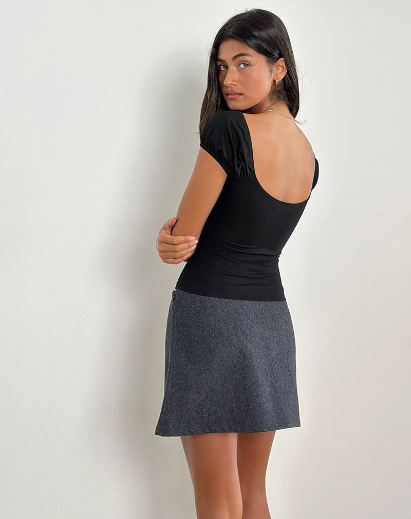 Image of Kerri Schlüsselloch-Top aus Jersey Schwarz