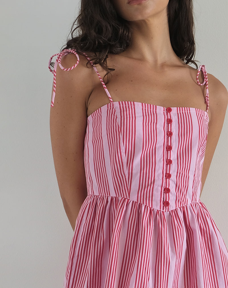 Image of Kesyani Minikleid mit vertikalen rosa Streifen