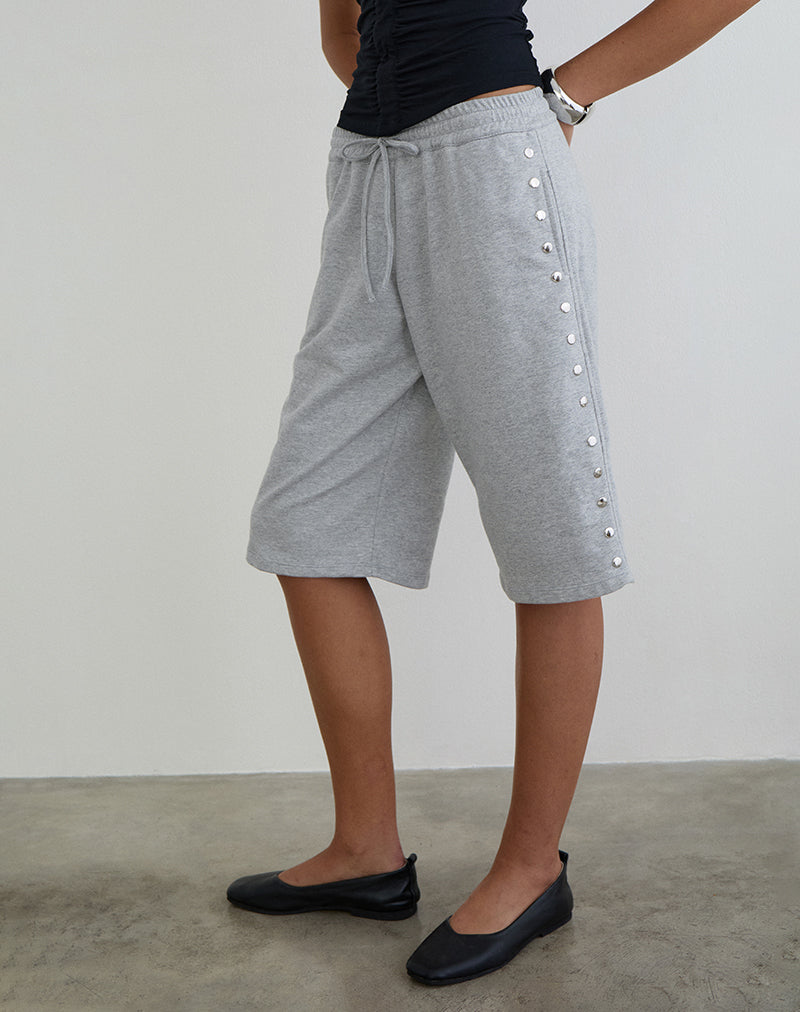 Kether Basketball-Shorts mit Nieten in Grau meliert