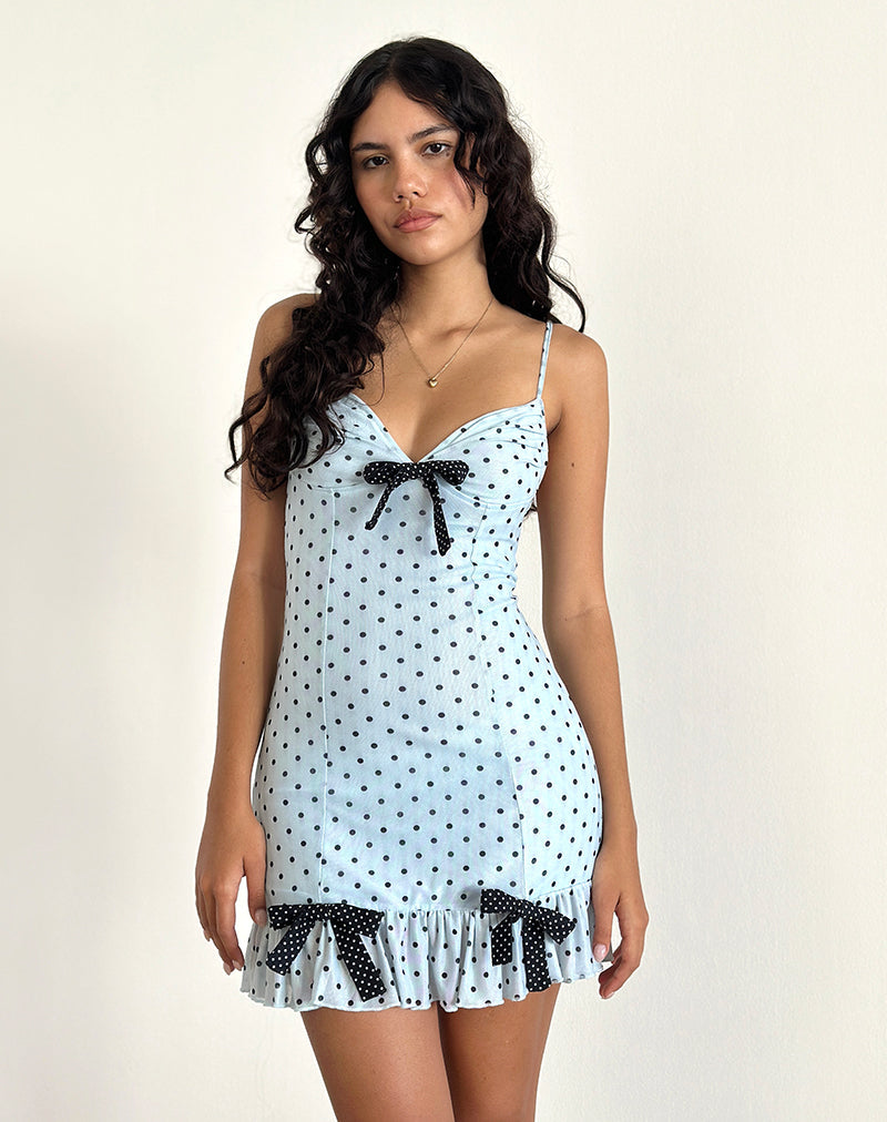 Khalil Minikleid in Blau Schwarz Basic Polka