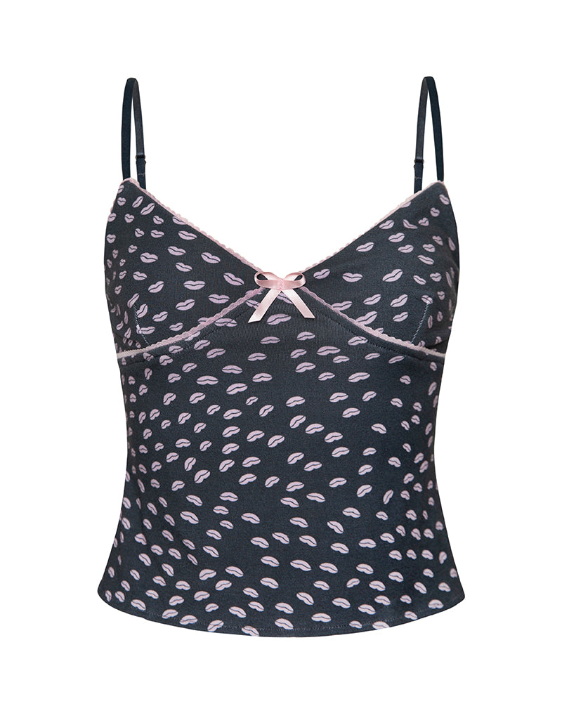 Bild von Narumi Cami Top in Schwarz Micro Lips Pink