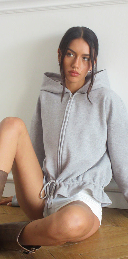 Image von Kit Cinched Waist Hoodie in Grau Marl
