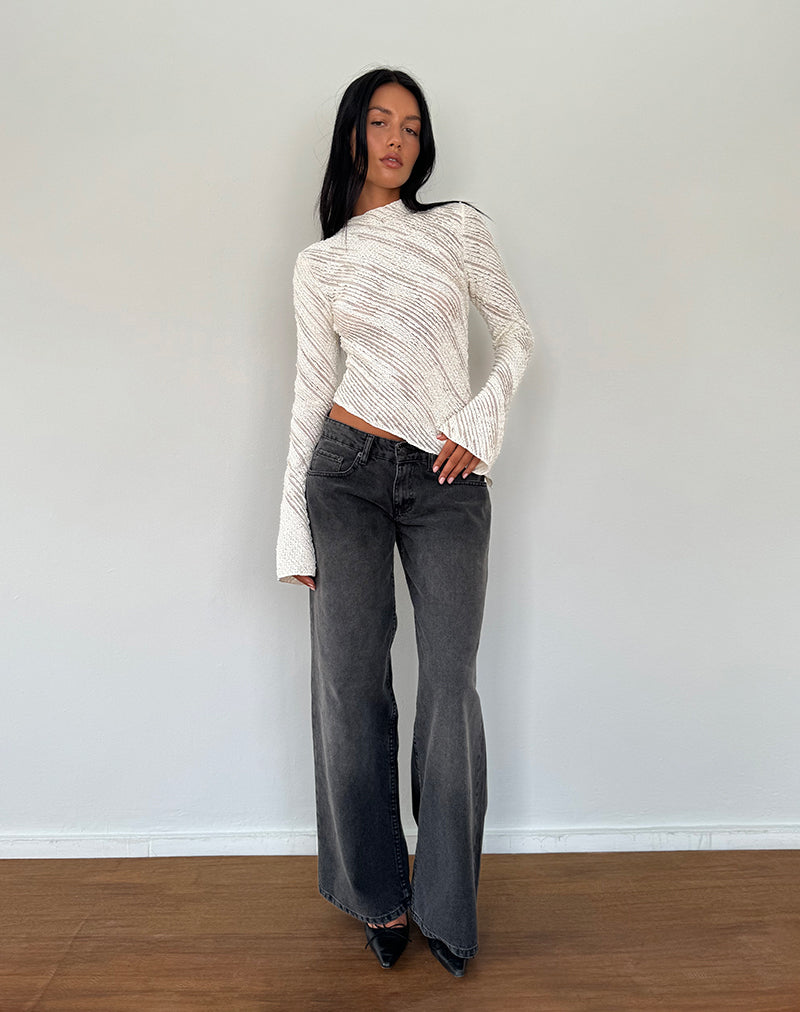 Image of Kittie Langärmeliges Top in strukturiertem Elfenbein
