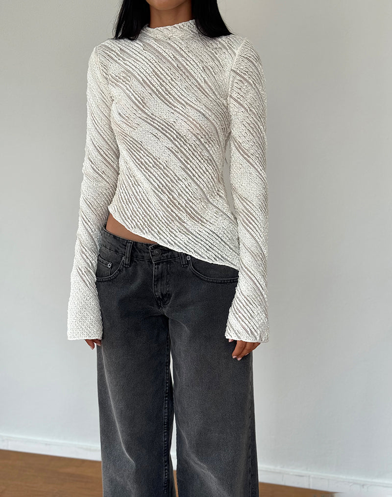 Image of Kittie Langärmeliges Top in strukturiertem Elfenbein